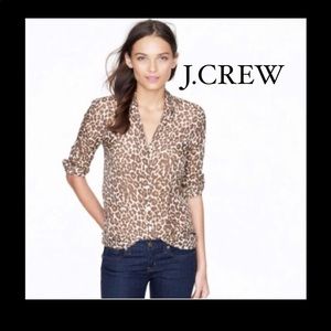 J. Crew Perfect Shirt cheetah animal print